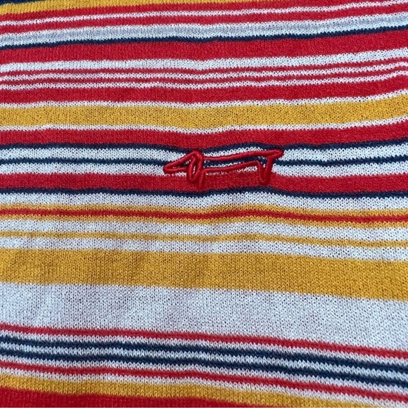 Women Sz 8  Rainbow High neck Stretch Soft Y2K Pull Over Golf Top Sporty Artisan - Picture 3 of 8